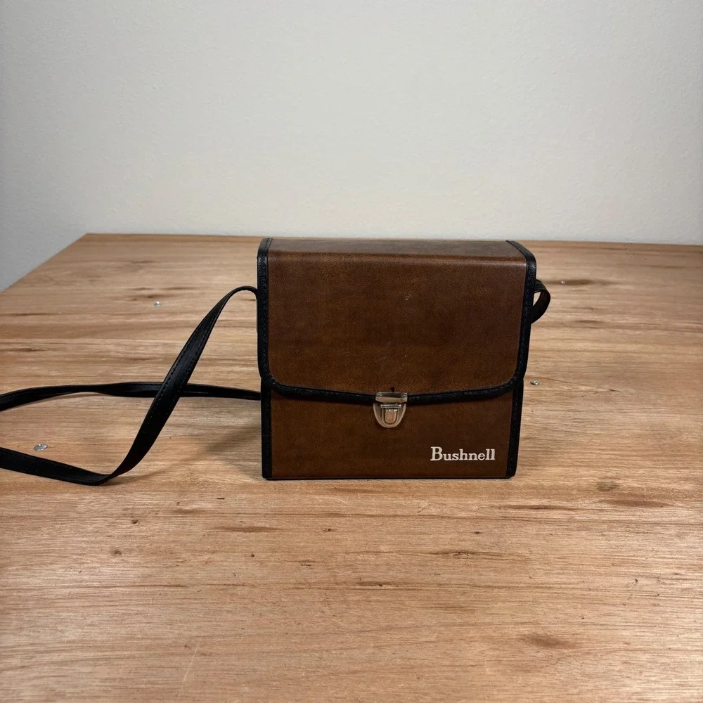 Bushnell Vintage Binocular Case Brown Black Faux Leather Hard Shell Strap 85